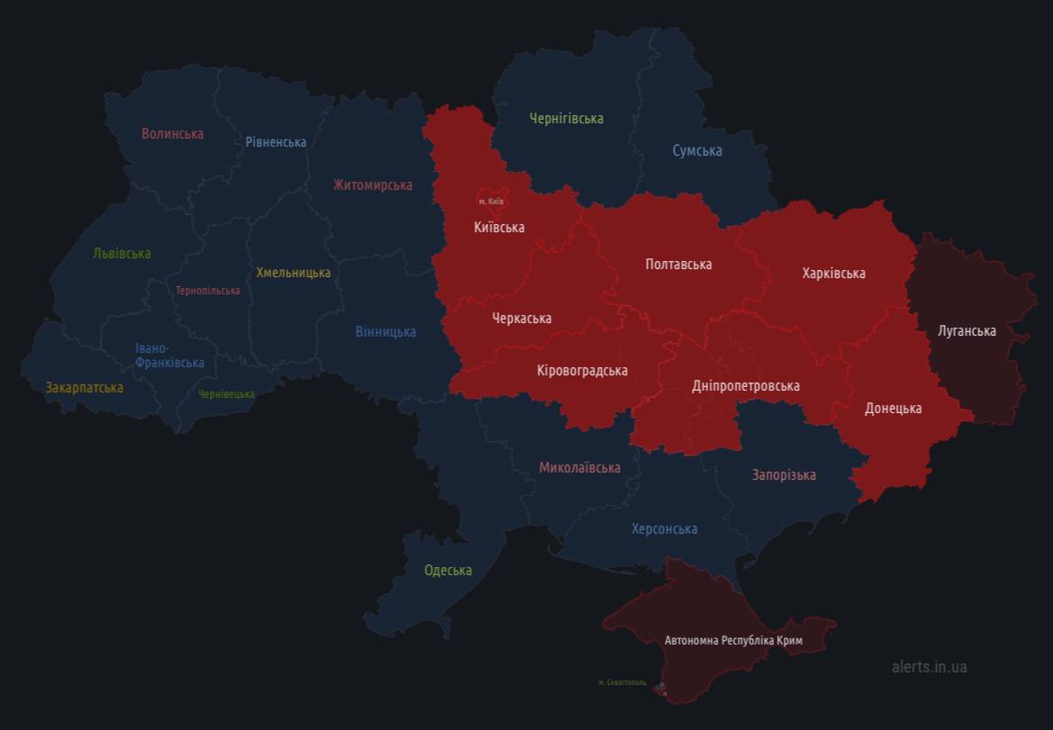 Карта тревог в Украине. Карта воздушных тревог в Украине. Карта повитряних тревог украины