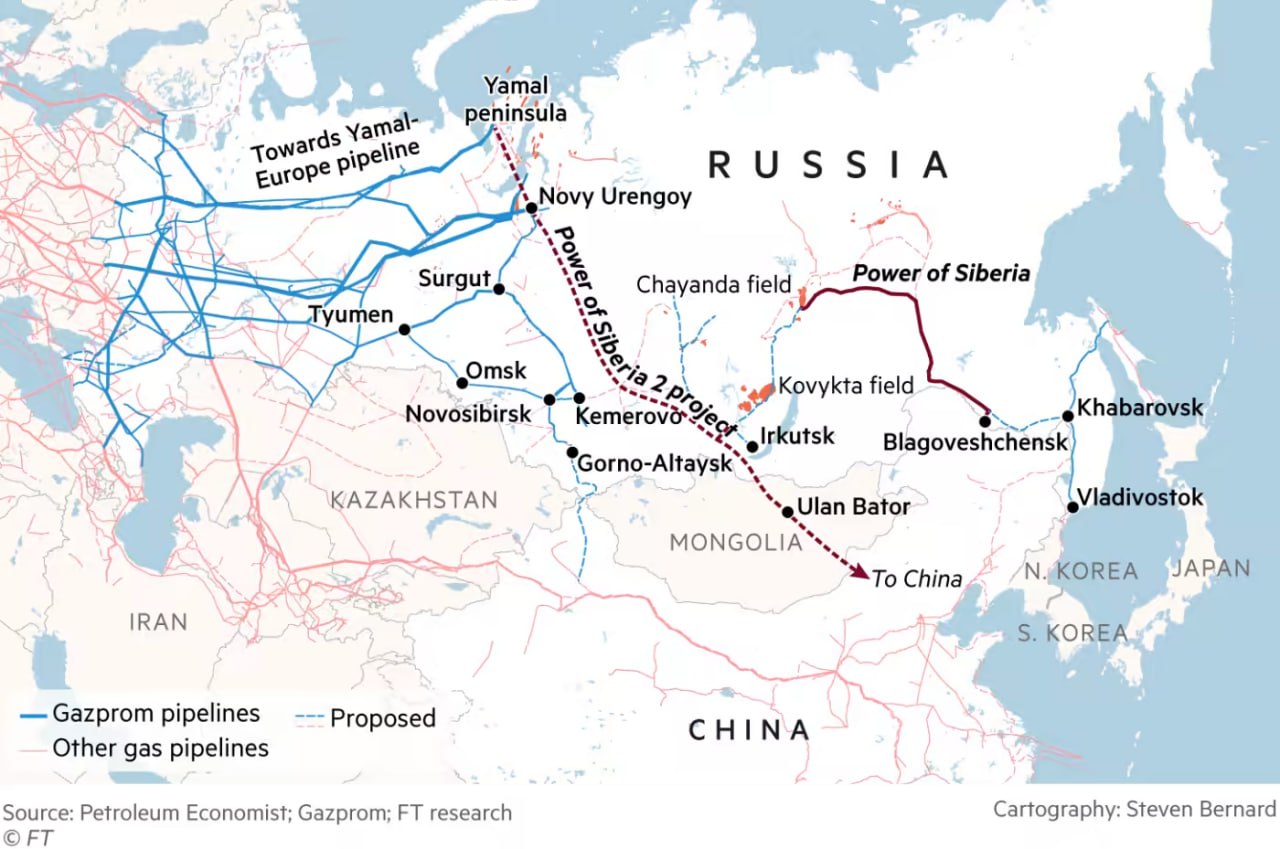 Схема газопровода сила сибири