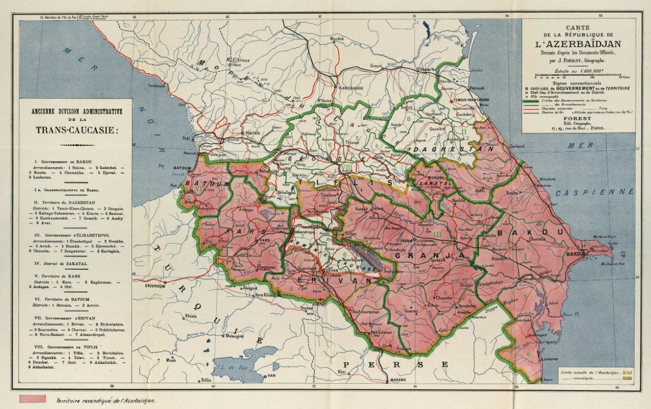 Карта закавказья 1920 года