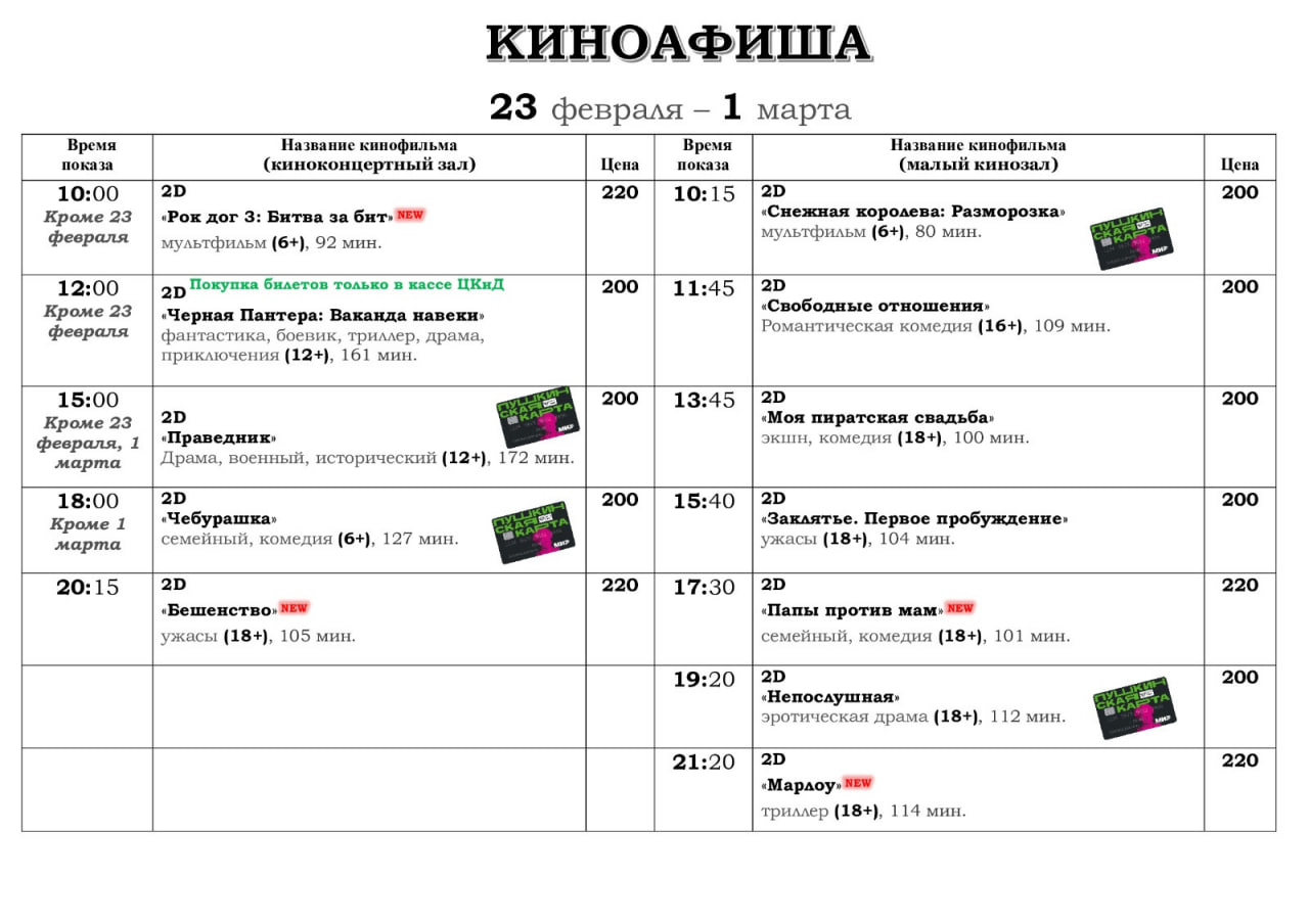 Кинотеатр ЦКиД в Красноуфимске – расписание сеансов, …