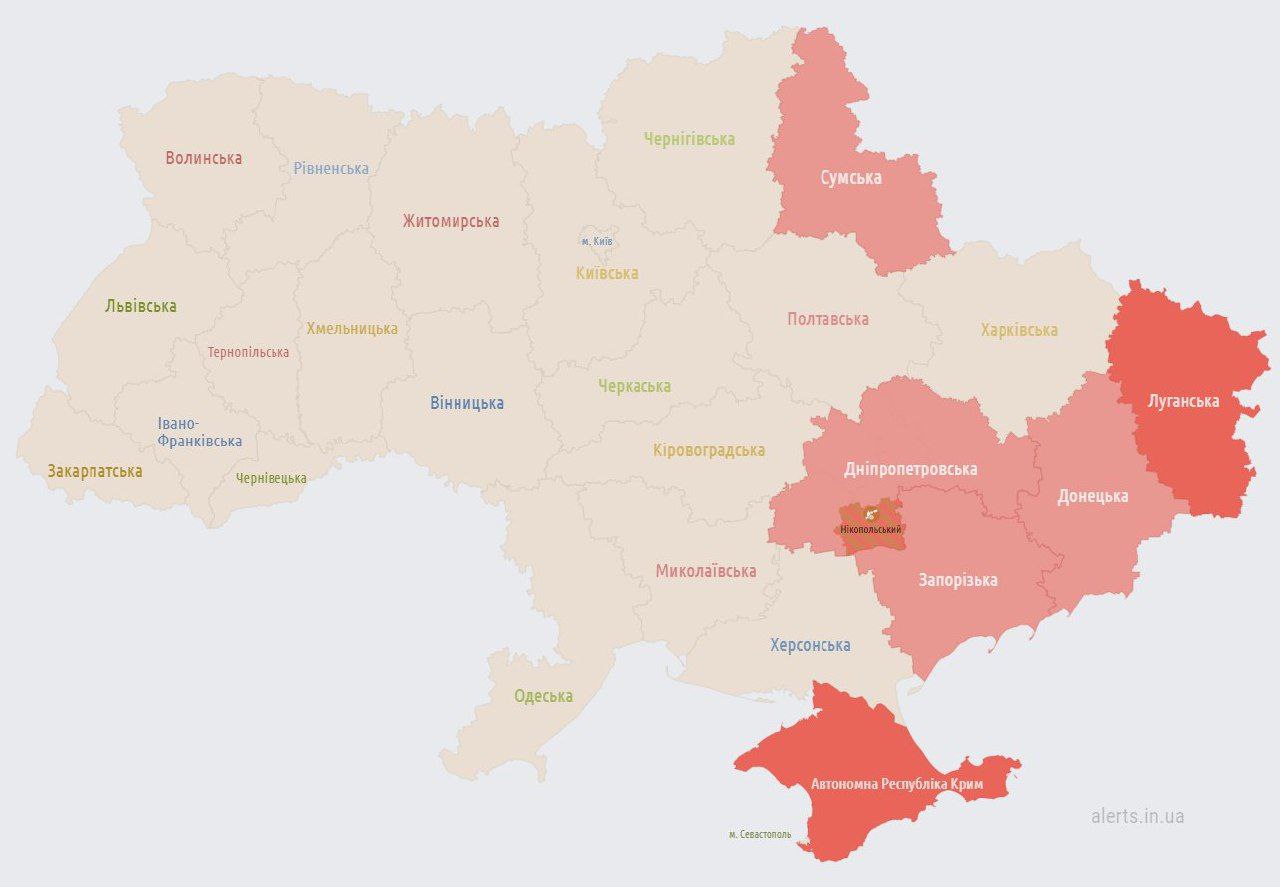 Карта повітряних тривог в украине